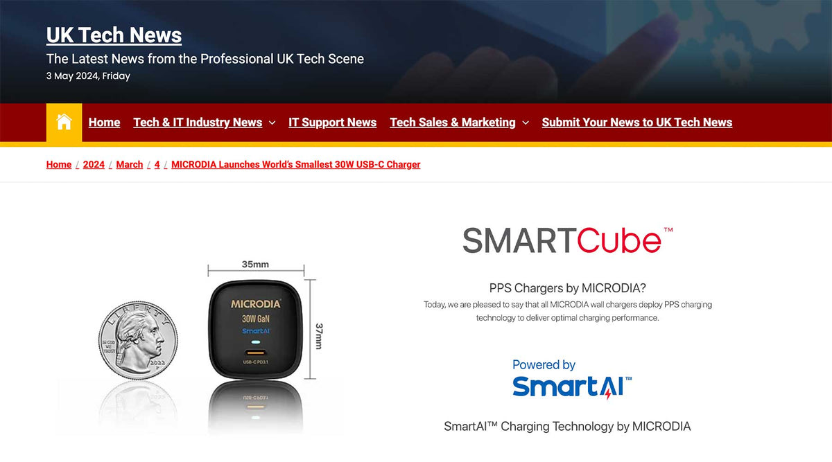 MICRODIA Melancarkan Pengecas USB-C 30W Terkecil di Dunia - MICRODIA