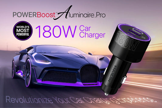 MICRODIA POWERBoost™ Aluminaire.Pro, the ultimate car charger for 12V outlets.