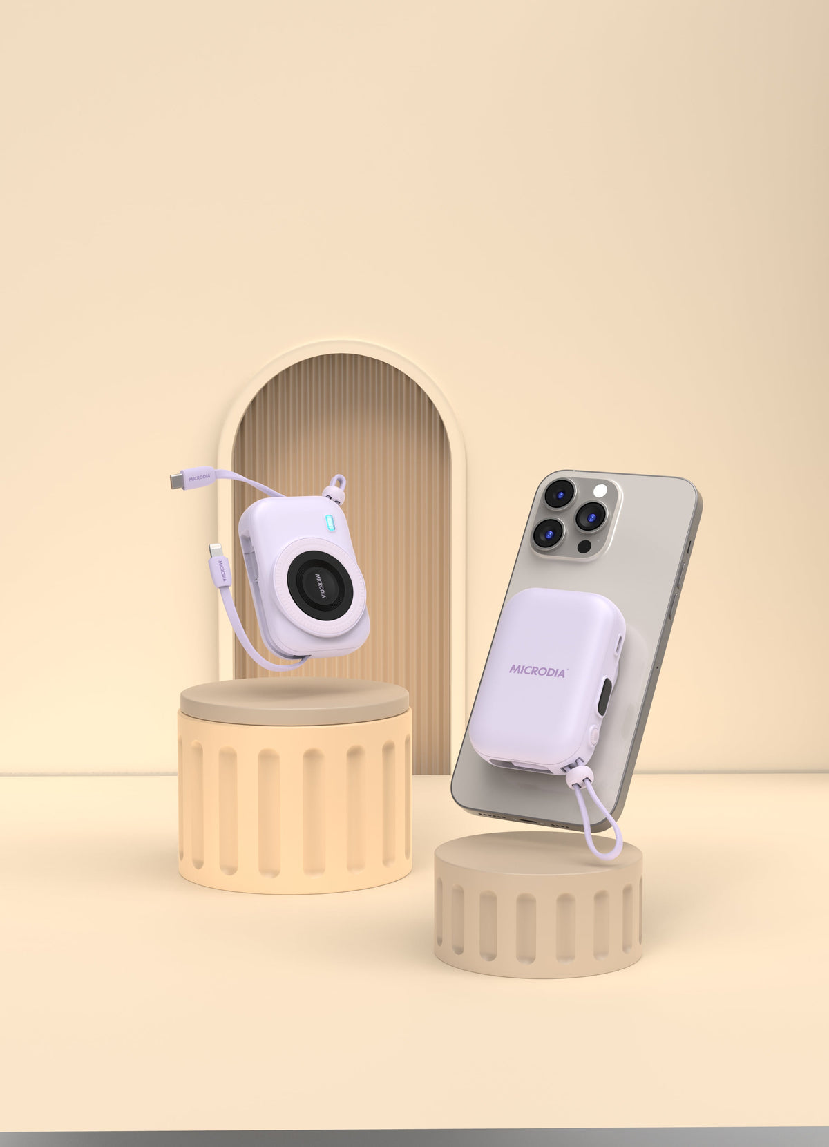 MICRODIA SNAPPower Uno Y10000 , 37.5W, Qi2 (Optional) 3-in-1 Magnetic Power Banks w/ Built-in USB-C Cable & Lightning Cable & LED Display Microdia