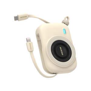 MICRODIA SNAPPower Uno Y10000 , 37.5W, Qi2 (Optional) 3-in-1 Magnetic Power Banks w/ Built-in USB-C Cable & Lightning Cable & LED Display Microdia