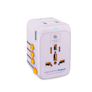 1WorldAdapter™ PD65W GaN Pro™ with 3 x USB-C PD3.2 & USB-A QC4+ PPS Fast Charging Microdia