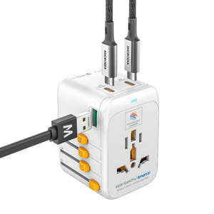 1WorldAdapter™ PD65W GaN Pro™ with 3 x USB-C PD3.2 & USB-A QC4+ PPS Fast Charging Microdia