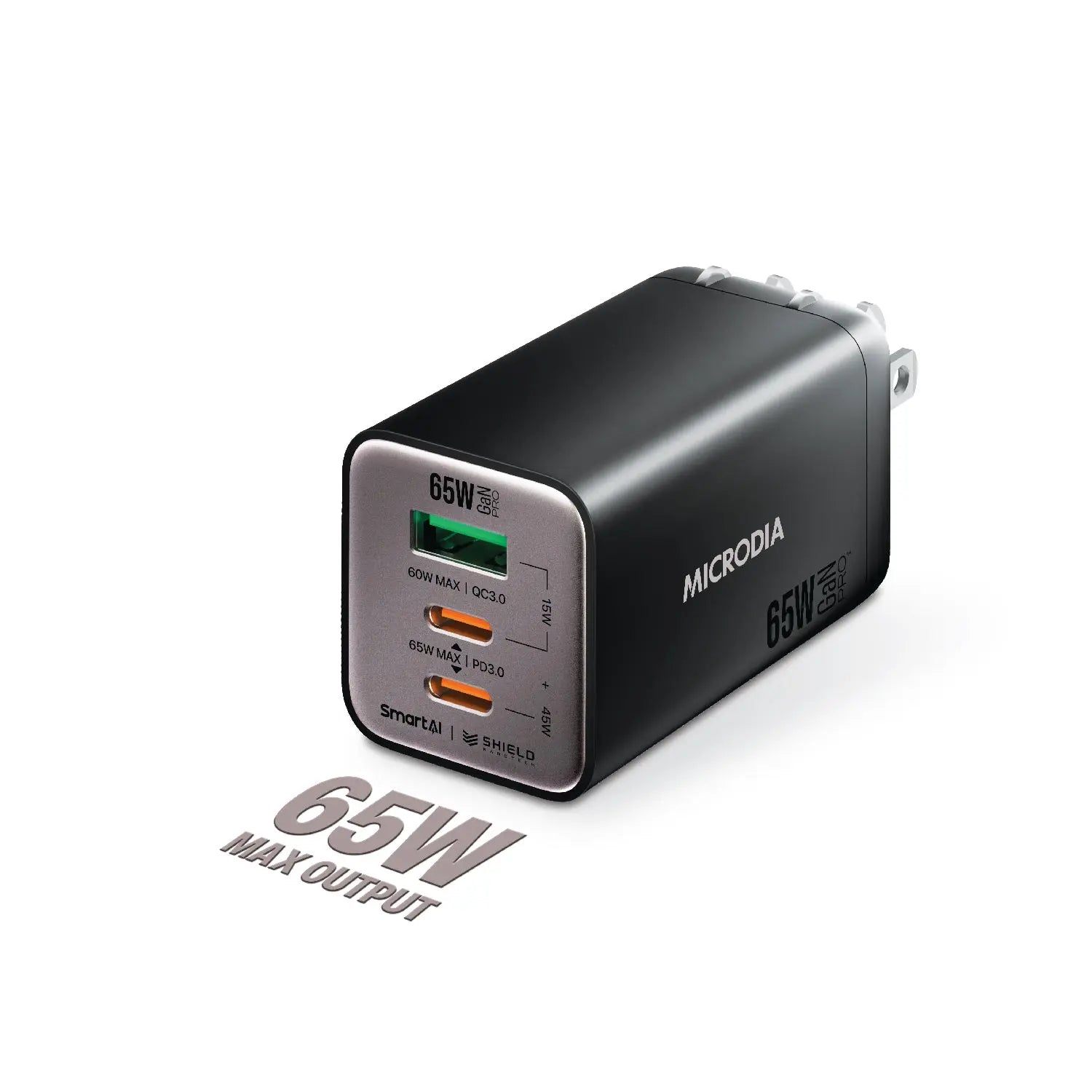 SMARTCube™ Nano 65W GaN Pro Wall Charger, 3-Port, USB-C PD3.0 + USB-A QC3.0 Microdia