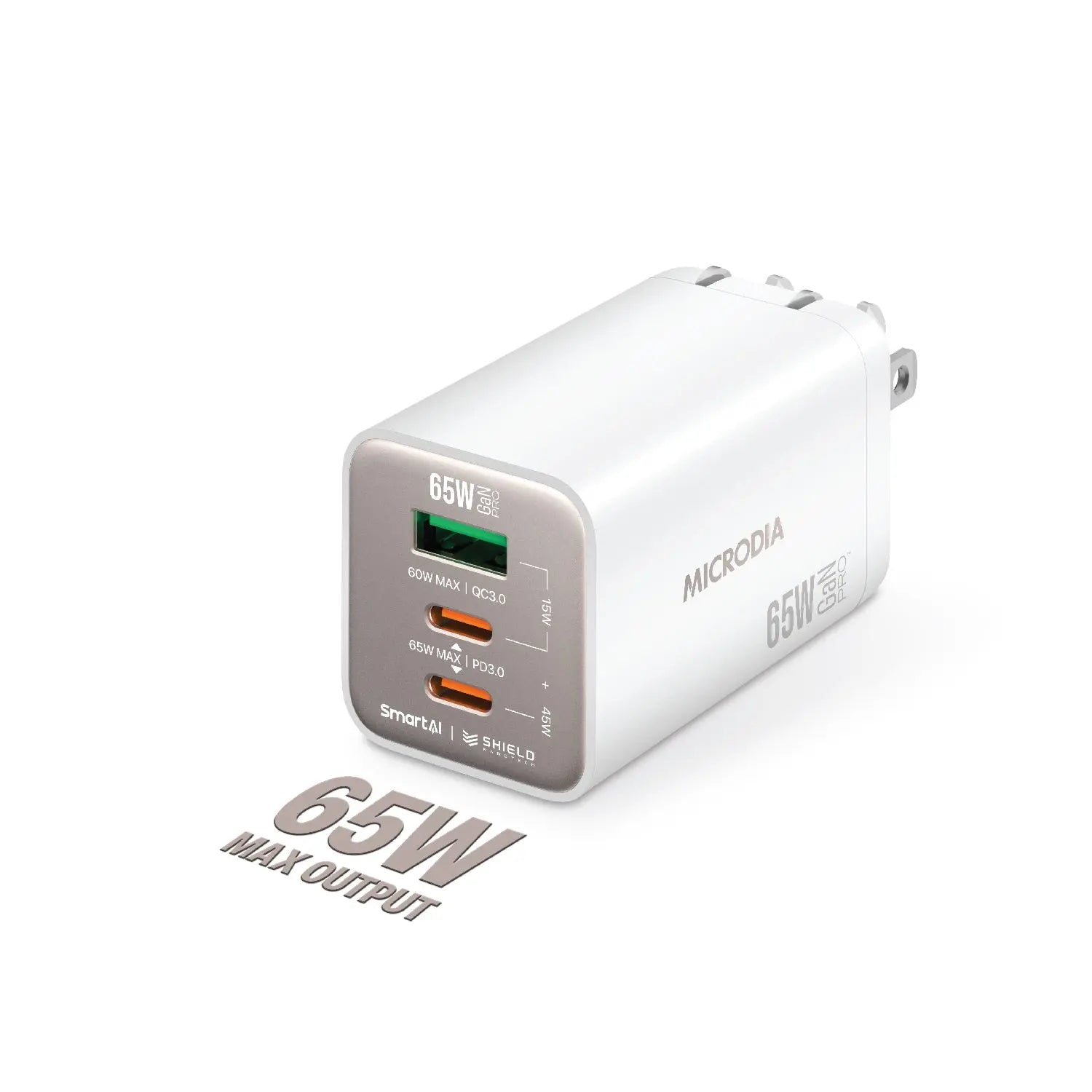 SMARTCube™ Nano 65W GaN Pro Wall Charger, 3-Port, USB-C PD3.0 + USB-A QC3.0 Microdia