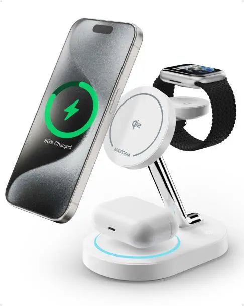 SNAPStation PLUS Qi2 23W 4-in-1 Magnetic Wireless Charging Station MICRODIA