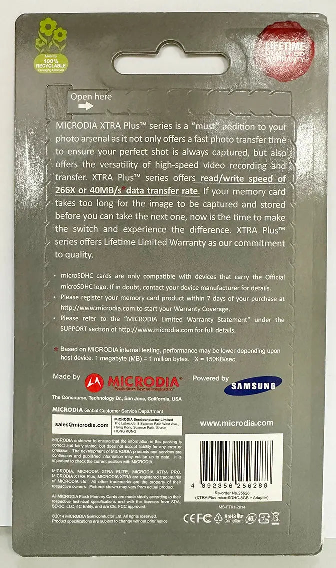 MICRODIA XTRA PLUS, Micro SDHC, UHS-1 Card, 8GB + Adapter MICRODIA