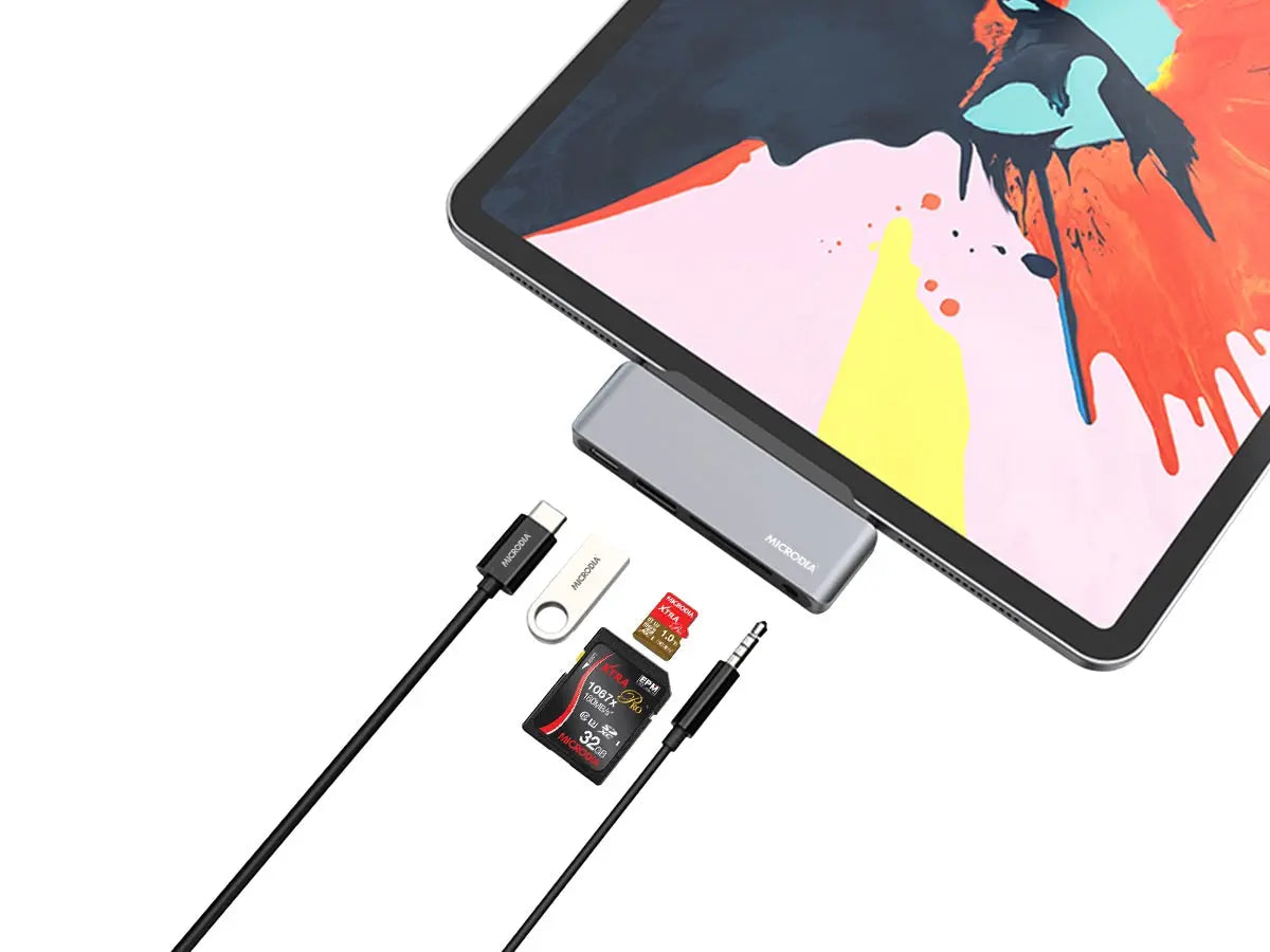 MICRODIA MAXIHub™ 5 في 1 / 4 في 1 HUB لأجهزة iPad/iPhone: أطلق العنان لإمكانات جهاز iPad وiPhone الخاص بك MICRODIA