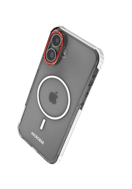 CRYSTAL GEAR White iPhone 16 Case Microdia
