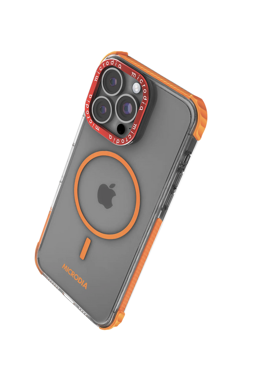 Funda CRYSTAL GEAR naranja para iPhone 16 Pro y Pro Max Microdia