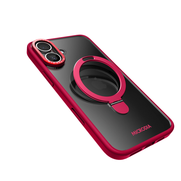 CRYSTAL RING Matte Protective iPhone 16 Pro & Max Case with Kickstand - Ruby Fusion Microdia