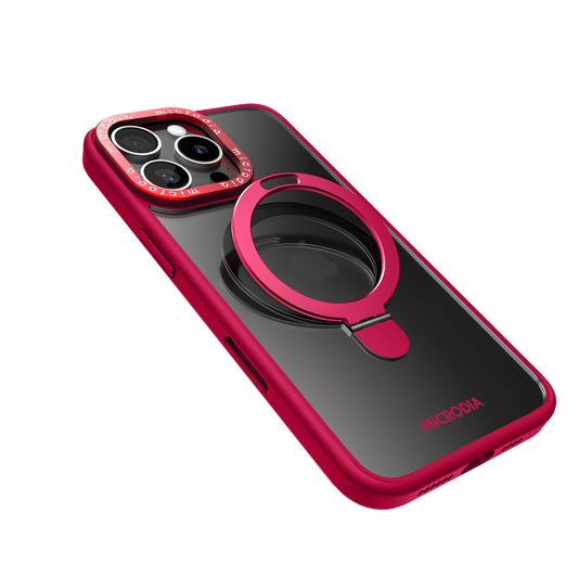 Funda protectora mate CRYSTAL RING para iPhone 16 Pro y Max con soporte - Ruby Fusion Microdia