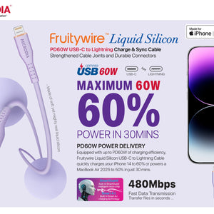MICRODIA Fruitywire™ Liquid Silicon MFi-Certified 60W USB-C to Lightning Charge & Sync Cable Interface USB-C (USB2.0), MFi Lightning Transfer Speed 480Mbps Microdia