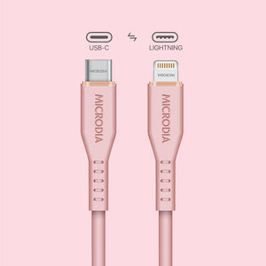 MICRODIA Fruitywire™ Liquid Silicon MFi-Certified 60W USB-C to Lightning Charge & Sync Cable Interface USB-C (USB2.0), MFi Lightning Transfer Speed 480Mbps Microdia