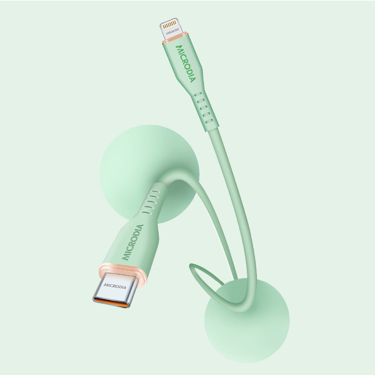 MICRODIA Fruitywire™ Liquid Silicon MFi-Certified 60W USB-C to Lightning Charge & Sync Cable Interface USB-C (USB2.0), MFi Lightning Transfer Speed 480Mbps Microdia