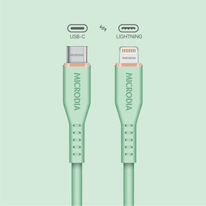 MICRODIA Fruitywire™ Liquid Silicon MFi-Certified 60W USB-C to Lightning Charge & Sync Cable Interface USB-C (USB2.0), MFi Lightning Transfer Speed 480Mbps Microdia