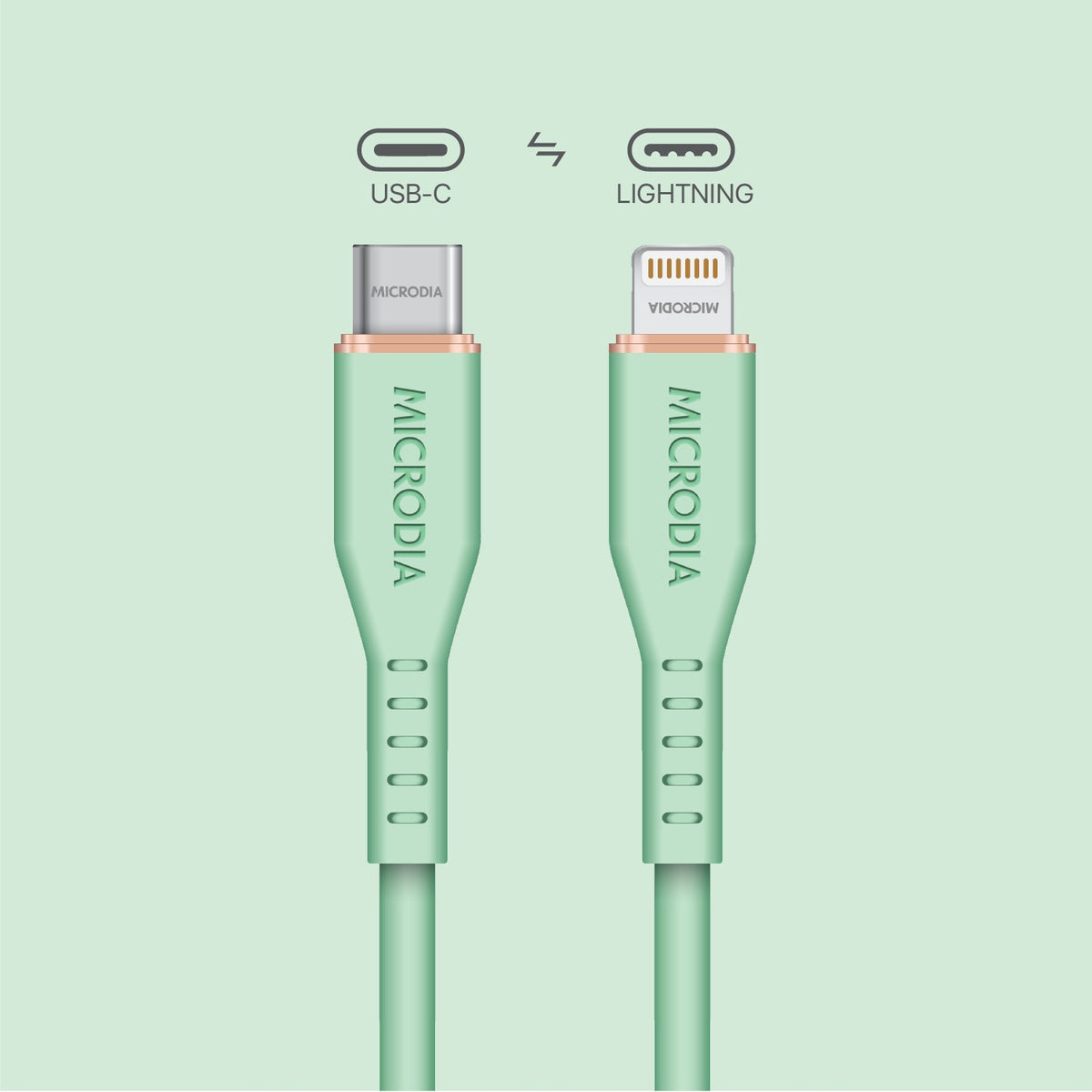 MICRODIA Fruitywire™ Liquid Silicon MFi-Certified 60W USB-C to Lightning Charge & Sync Cable Interface USB-C (USB2.0), MFi Lightning Transfer Speed 480Mbps Microdia