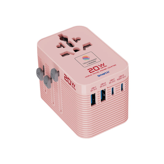 MICRODIA 1WorldAdapter™ PD20W GaN Pro™ Weltreise-Netzteil mit 2 x USB-C PD3.2 & 2 x USB-A QC4+, PPS-Schnellladung