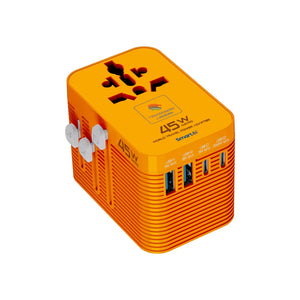 MICRODIA 1WorldAdapter™ PD45W GaN Pro™ World Travel Power Adapter with 2 x USB-C PD3.2 & 2 x USB-A QC4+, PPS Fast Charging Microdia