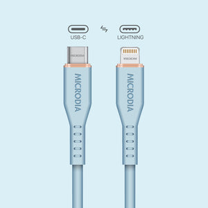 MICRODIA Fruitywire™ Liquid Silicon MFi-Certified 60W USB-C to Lightning Charge & Sync Cable Interface USB-C (USB2.0), MFi Lightning Transfer Speed 480Mbps Microdia