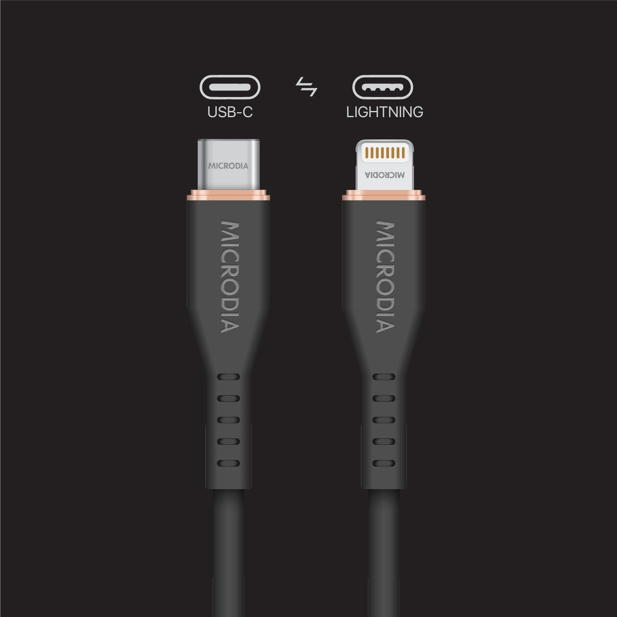 MICRODIA Fruitywire™ Liquid Silicon MFi-Certified 60W USB-C to Lightning Charge & Sync Cable Interface USB-C (USB2.0), MFi Lightning Transfer Speed 480Mbps Microdia