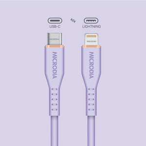 MICRODIA Fruitywire™ Liquid Silicon MFi-Certified 60W USB-C to Lightning Charge & Sync Cable Interface USB-C (USB2.0), MFi Lightning Transfer Speed 480Mbps Microdia