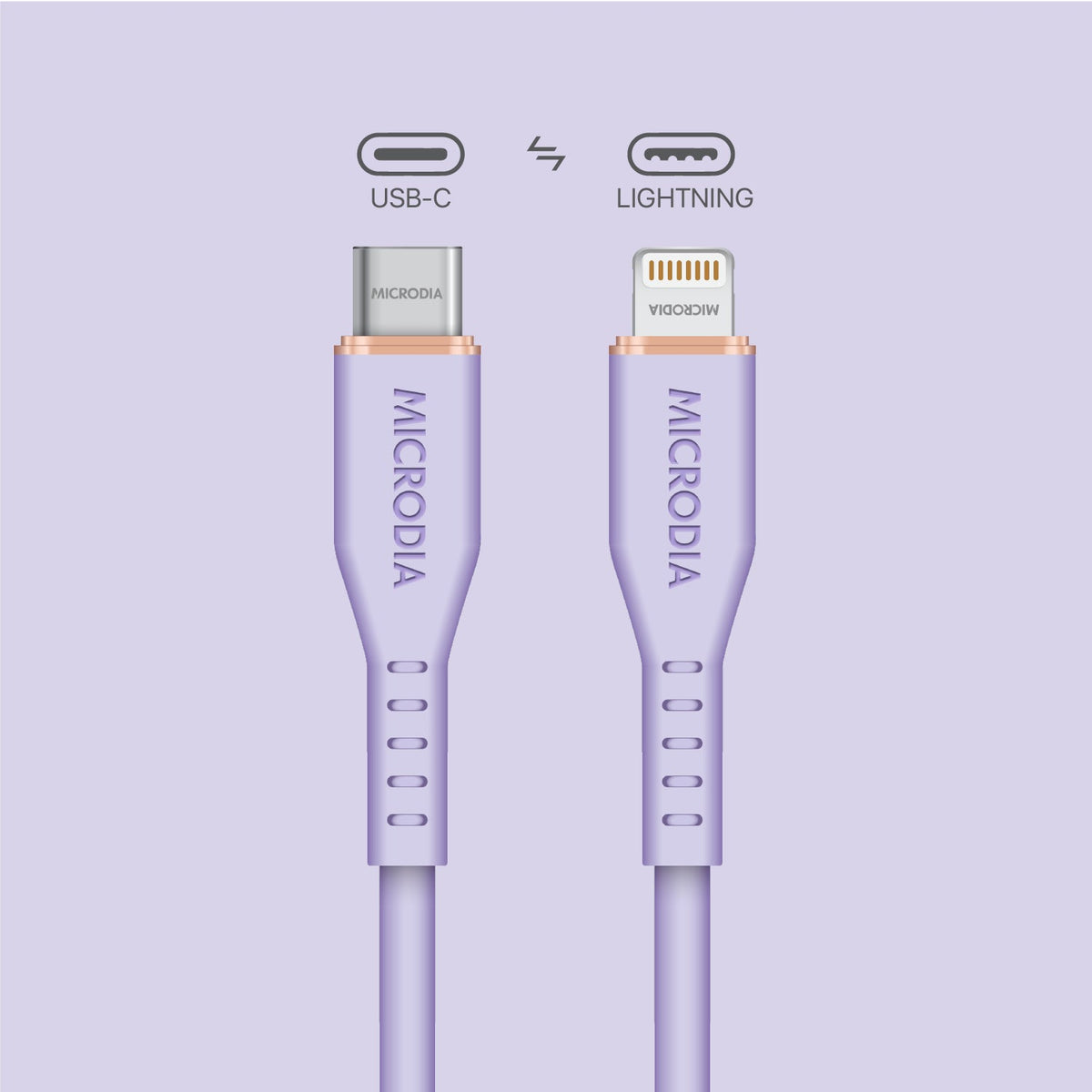 MICRODIA Fruitywire™ Liquid Silicon MFi-Certified 60W USB-C to Lightning Charge & Sync Cable Interface USB-C (USB2.0), MFi Lightning Transfer Speed 480Mbps Microdia