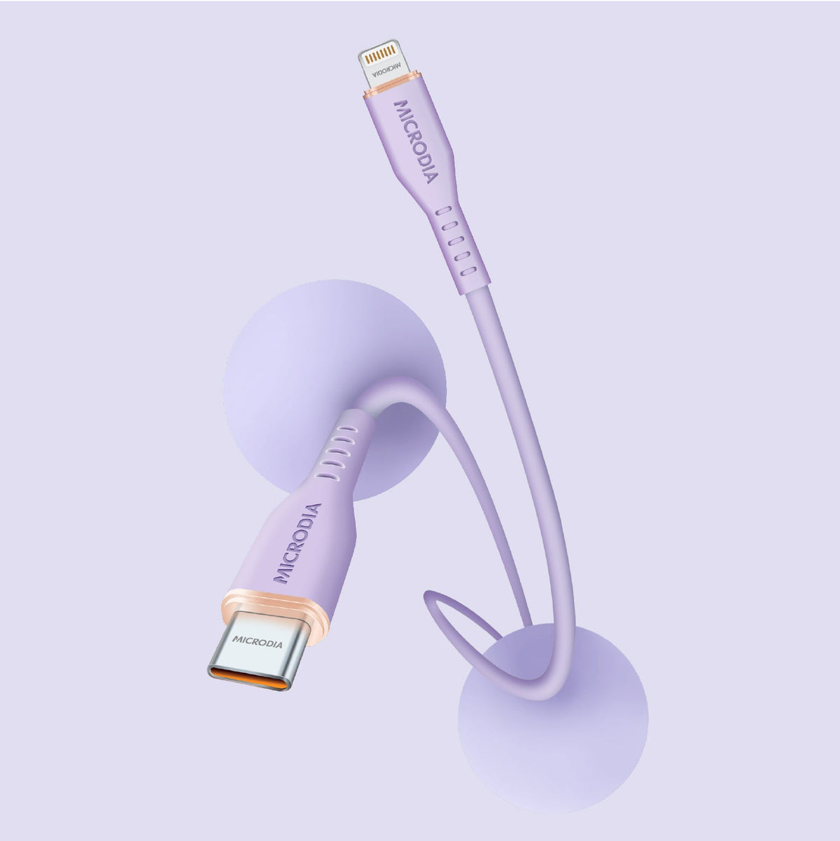 MICRODIA Fruitywire™ Liquid Silicon MFi-Certified 60W USB-C to Lightning Charge & Sync Cable Interface USB-C (USB2.0), MFi Lightning Transfer Speed 480Mbps Microdia