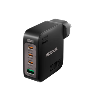 MICRODIA SMARTCube™ Nano 200W,GaN Pro Wall Charger, 4-Port,USB-C PD3.1 + USB-A QC3.0 Microdia