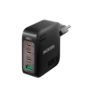 MICRODIA SMARTCube™ Nano 140W, GaN Pro Wall Charger, 4-Port, USB-C PD3.1 + USB-A QC3.0 Microdia