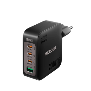 MICRODIA SMARTCube™ Nano 200W,GaN Pro Wall Charger, 4-Port,USB-C PD3.1 + USB-A QC3.0 Microdia