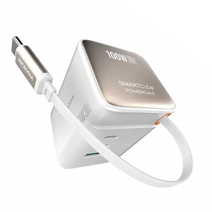 MICRODIA SMARTCube™ POWERCord 100W,GaN Pro Wall Charger with Built-in USB-C Cable andDual USB-C PD & USB-A Outputs MICRODIA