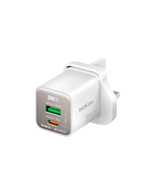 SMARTCube™ Nano 30W GaN Pro Wall Charger,Dual-Port, USB-C PD3.0 + USB-A QC3.0 Microdia