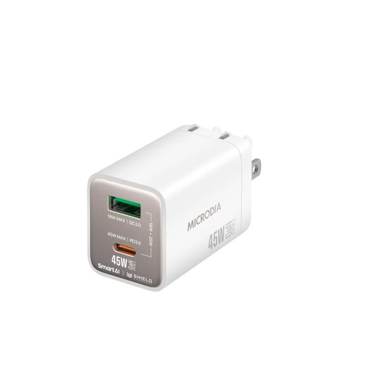 Cargador de pared Nano GaN Pro de 45 W SMARTCube™, puerto doble, USB-C PD3.0 + USB-A QC3.0 Microdia
