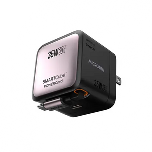MICRODIA SMARTCube™ PowerCord 30W PD, GaN Pro PPS Wall Charger w/Retractable Cable (1C + 1C) MICRODIA