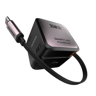 MICRODIA SMARTCube™ PowerCord 30W PD, GaN Pro PPS Wall Charger w/Retractable Cable (1C + 1C) MICRODIA