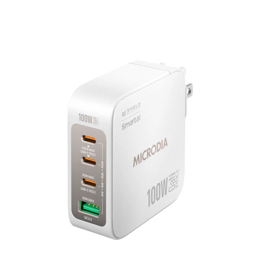 شاحن حائط SMARTCube™ Nano 100W GaN Pro، 4 منافذ، USB-C PD3.0 + USB-A QC3.0 Microdia