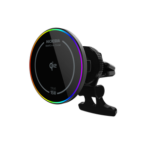 MICRODIA Chargeur de voiture magnétique sans fil SnapDrive™ CIRCLET Qi2 15 W avec éclairage RVB MICRODIA