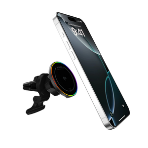 MICRODIA SnapDrive™  CIRCLET Qi2 15W Magnetic Wireless Car Charger with RGB Lighting MICRODIA
