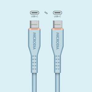 MICRODIA Fruitywire light blue liquid silicon USB-C to USB-C 60W fast charging and data sync cable
