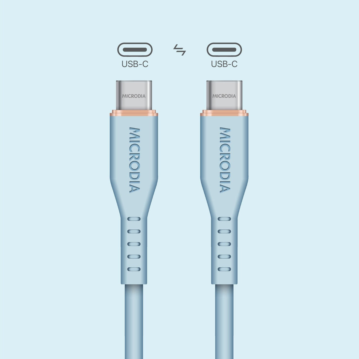 MICRODIA Fruitywire light blue liquid silicon USB-C to USB-C 60W fast charging and data sync cable
