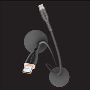 MICRODIA Fruitywire liquid silicon USB-C to USB-C 60W fast charging cable in black with reinforced connector joints