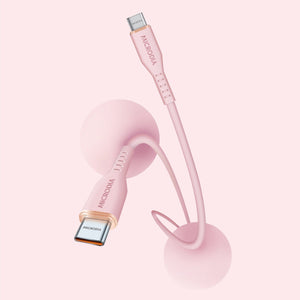 MICRODIA Fruitywire pink liquid silicon USB-C to USB-C 60W fast charging cable with reinforced connector joints