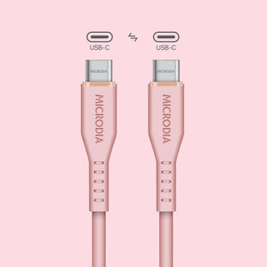 MICRODIA Fruitywire pink liquid silicon USB-C to USB-C 60W fast charging cable with reinforced connector joints