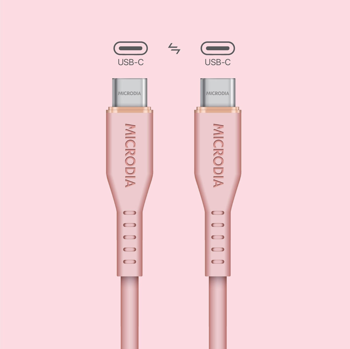 MICRODIA Fruitywire pink liquid silicon USB-C to USB-C 60W fast charging cable with reinforced connector joints