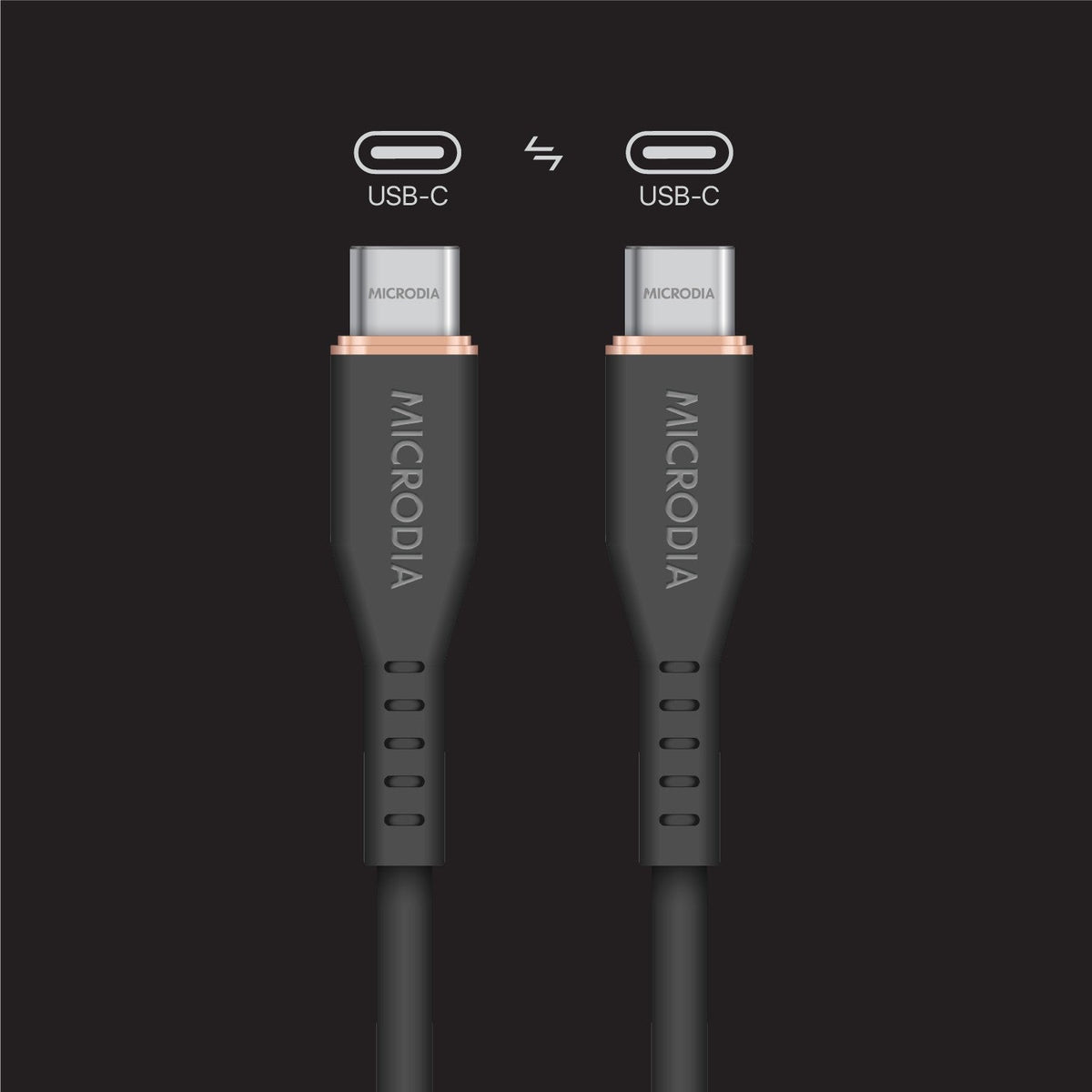 MICRODIA Fruitywire liquid silicon USB-C to USB-C 60W fast charging cable with reinforced connector joints