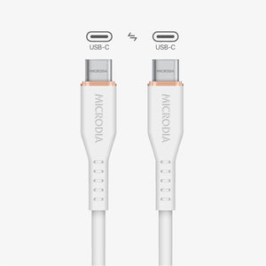 MICRODIA Fruitywire white liquid silicon USB-C to USB-C 60W fast charging cable with reinforced connector joints
