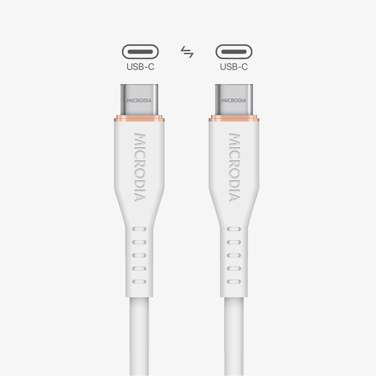 MICRODIA Fruitywire white liquid silicon USB-C to USB-C 60W fast charging cable with reinforced connector joints
