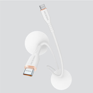 MICRODIA Fruitywire white liquid silicon USB-C to USB-C 60W fast charging cable with reinforced connector joints